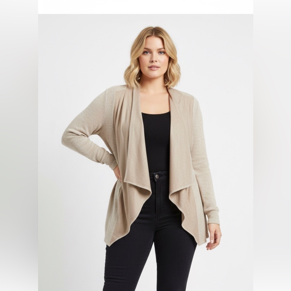 INC International Concepts Tan Cardigan Sweater Lightweight Open Front